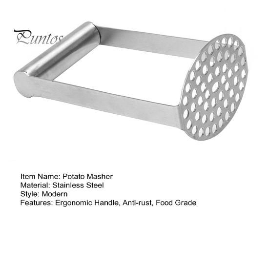 Stainless Steel Potato Masher Ergonomic Handle Kitchen Masher Tool Dishwasher Safe Anti-rust Fruit Masher