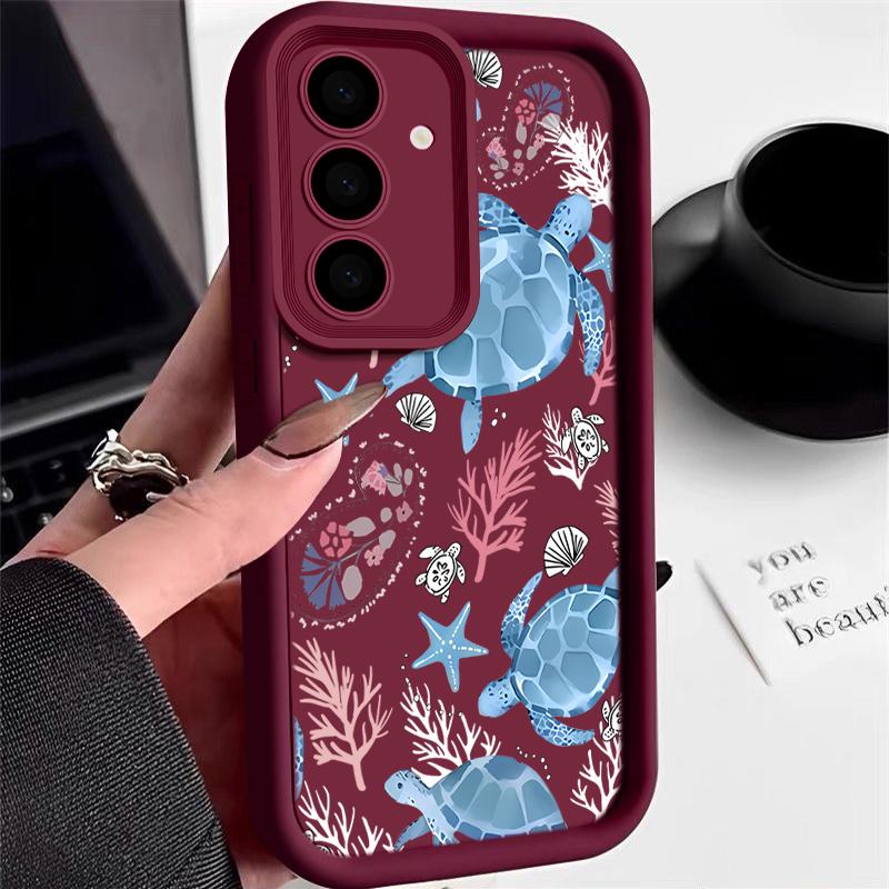 Cute Turtle Soft Case For Samsung Galaxy S25 Edge S24 S25 S23 S22 Ultra S24 FE A56 A55 A54 A36 A15 A25 A16 A26 5G Phone Cover