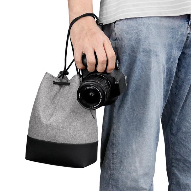 Waterproof Camera Lens Bag Padded Protective Case For Photography Accessories Storage With Oxford Leather Detail