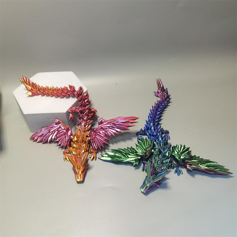 Creativity Fun Joint Movable Wing Dragons 3D Printed Dragon Flying Dragon Model Landscape Decoration Ornaments Kids Toys Gifts