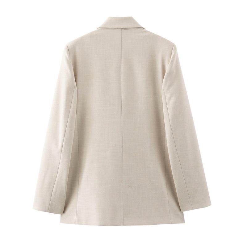 TAOP&ZA Women's Spring/Summer Double-Breasted Suit Jacket with Wide-Leg Pants - Commuting Style 