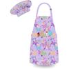 Kids Chef Hat and Apron Set with 2 Large Pockets Girls Boys Adjustable Chef Costume Kids Aprons for Cooking Baking
