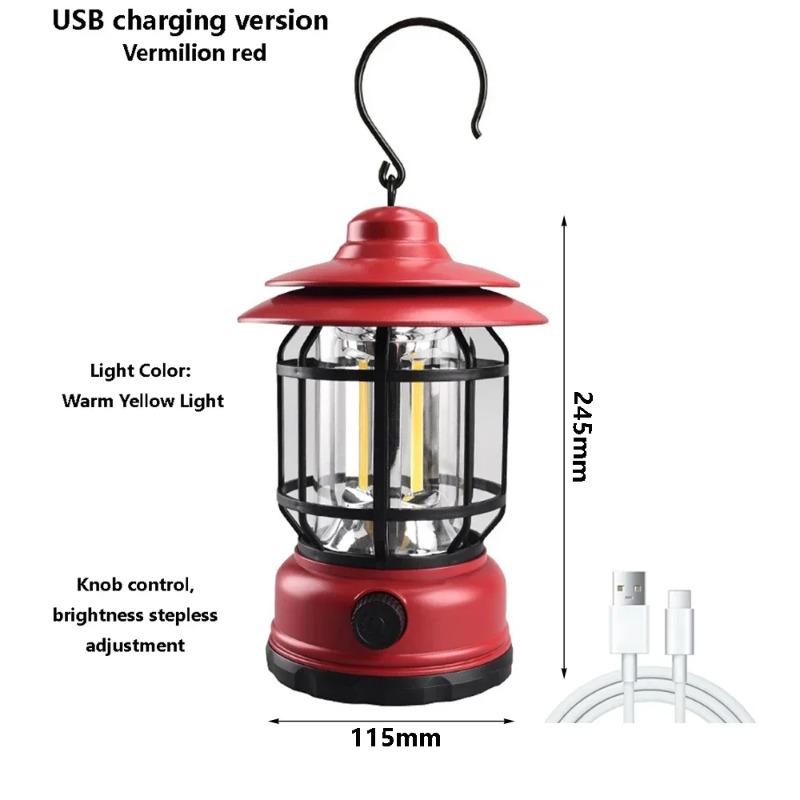 Camping Lamp Outdoor Retro Lantern Torch LED Light Retro Hanging Lamp Rechargeable Portable Campsite Light Tent Emergency Light Christmas Lighting