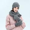 Windproof Winter Knitted Beanie Cap Ladies Hat Hat Scarf Gloves Set Warm Touchscreen Gloves