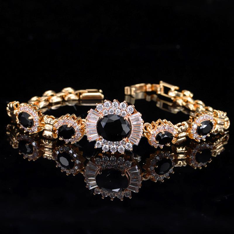 

Gold Bracelet With Long-Lasting Color Retention, Trendy And Exquisite Zircon, Micro-Setting Process чорний