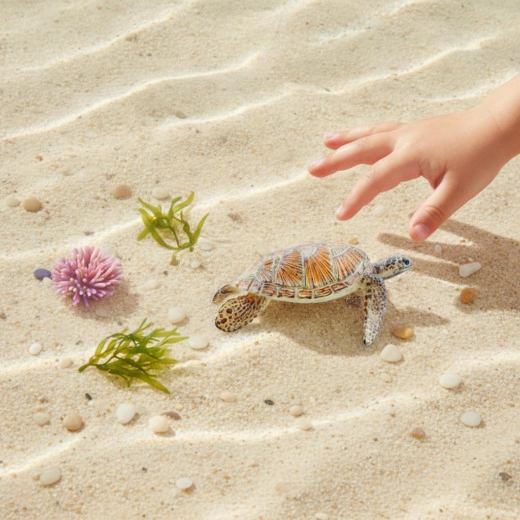 Sea Turtle Model Realistic Figure Textured Toy for Collectors, Kids, Desk Decor,