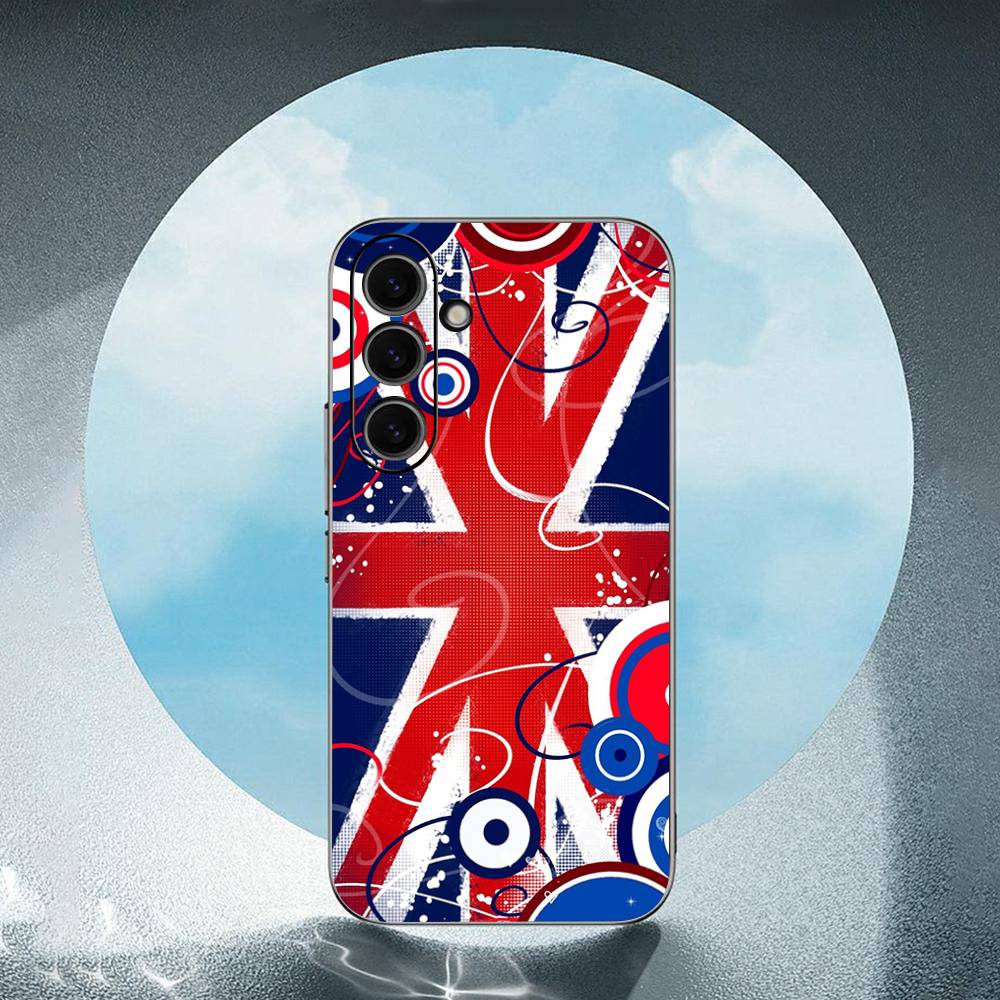Uk Flag For Samsung Galaxy S25 S24 S23 Ultra S22 S21 Plus S20 Black Soft Silicone Protective Case