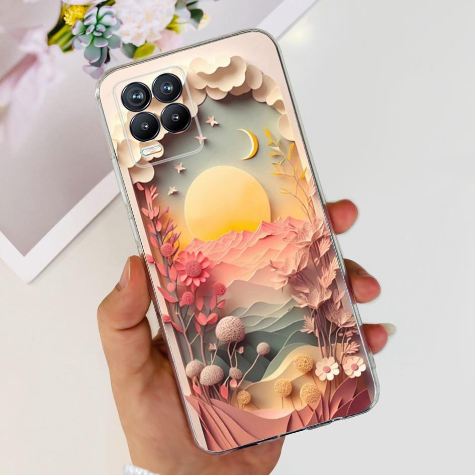 For Realme 8 Pro Case Fashion Flower Love Heart Soft Silicone Clear Cover For Realme 8 5G RMX3241 Funda on Realme8 RMX3085 Coque