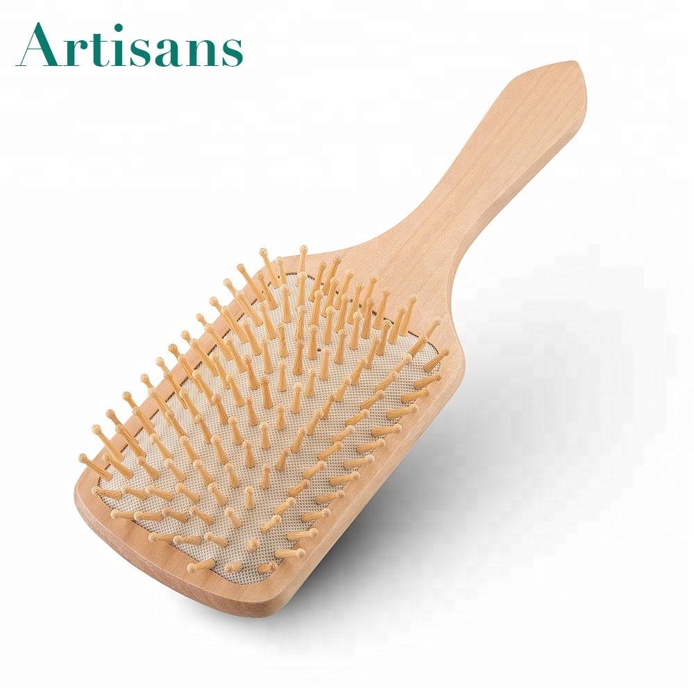 Factory Price Custom logo Natural Wooden Hairbrush Dry Bamboo Hair Brush