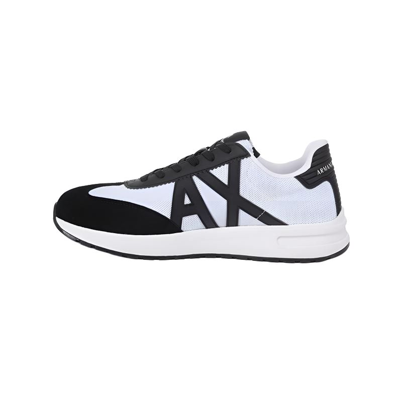 Armani Exchange Fabric Leather Pu Armani Ax Logo Mesh Splicing Thick Sole Low Top Casual Shoes Men sneakers White Black XUX071XV527T685