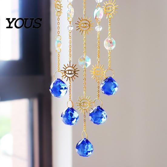 Wall Hanging Wind Chime Boho Style Crystal Suncatcher, Sun Catcher for Windows, Healing Decor Charming Gift Home, Crystals Prism Rainbow Maker Indoor