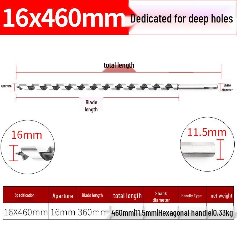 Hex Shank Deep Hole Woodworking Twist Drill Bit