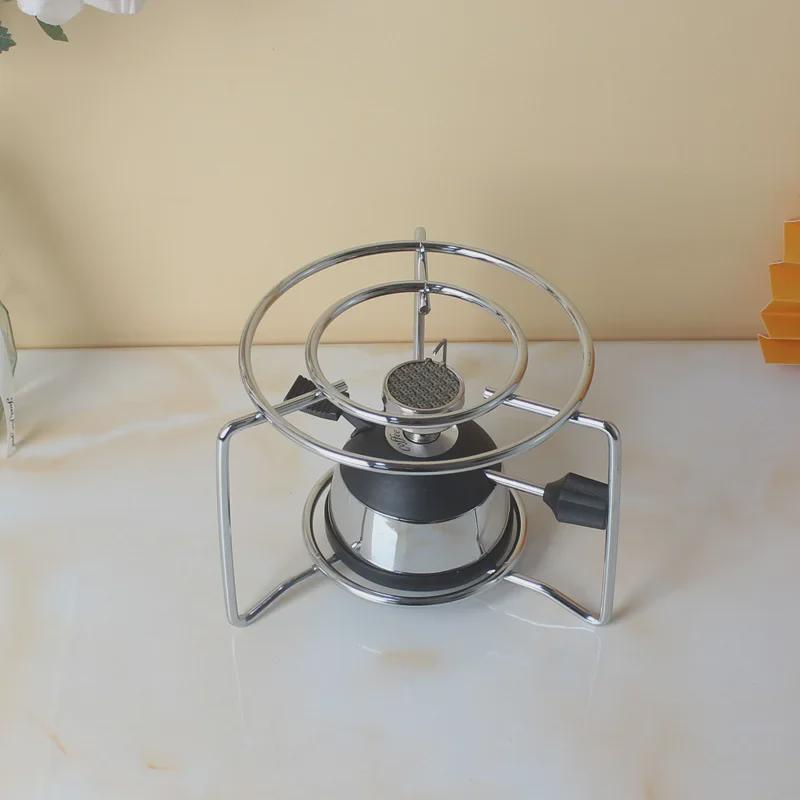 Metal Coffee Pot Stove Rack with Alcohol Lamp – Round Moka Rack for Teapot or Flower Holder
