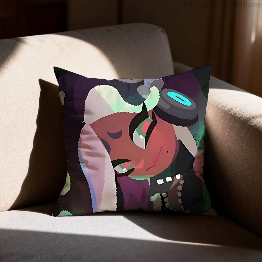 Splatoon Anime Pillow Case Antidustmite Pillowcase Invisible zipper silky short plush Sofa cushion cover