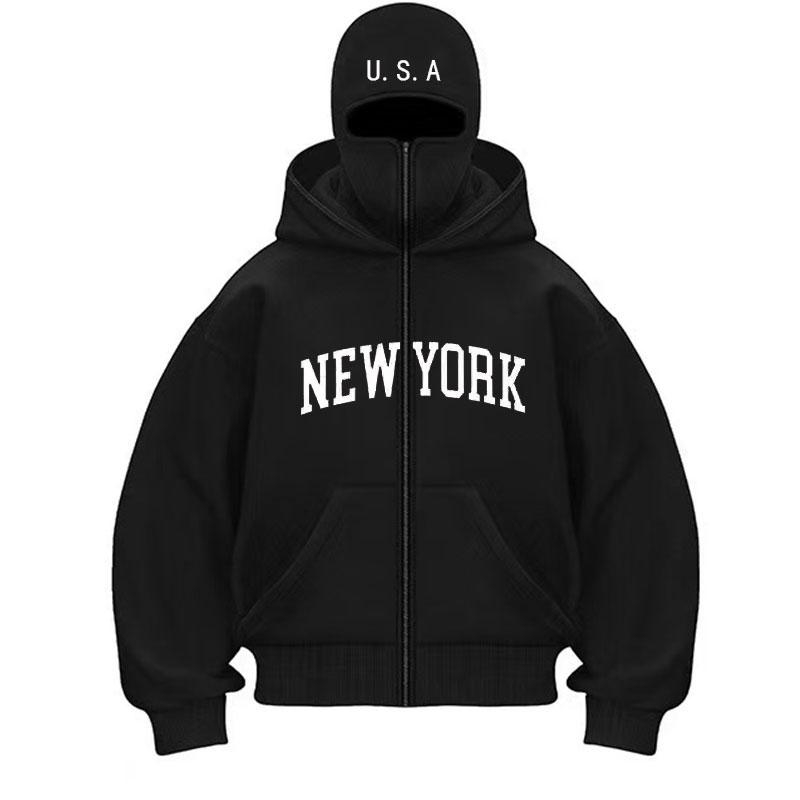 2025 Spring and Autumn Men's Hoodies Integrated Hoodie Ninja Hoodie Hip Hop Splicing Y2k Retro