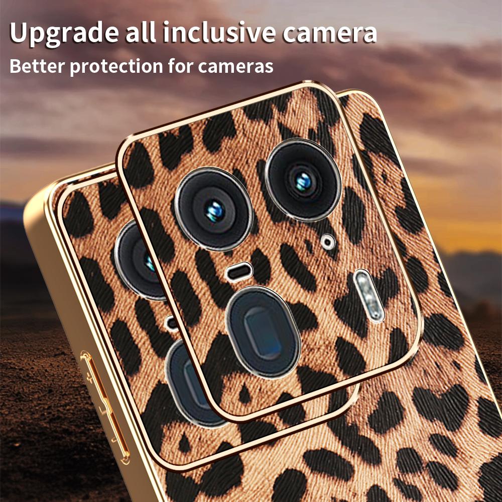 For Motorola Edge 50 Ultra 5G/Moto X50 Ultra 5G Case Leopard Print PU Leather Coated PC+TPU Electroplating Phone Cover