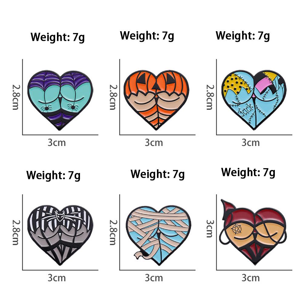 Personalized and creative Halloween brooch, spider, bat, pumpkin, metal badge, heart-shaped design, accessory, alloy badge