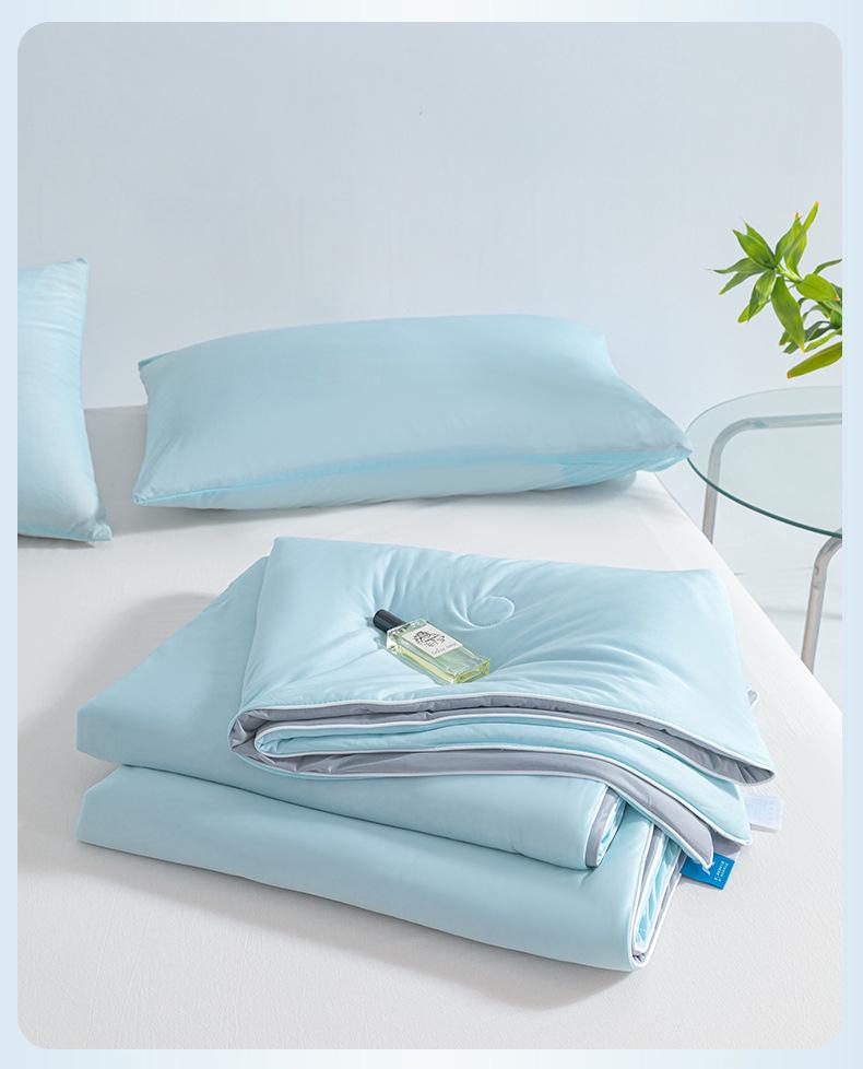 2025 A-Class Mica Cool Silk Summer Air Conditioning Quilt - Luxury Solid Color, Double Spliced, Washable
