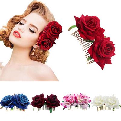 Épingle à cheveux Rose pour demoiselle d'honneur, accessoire pour cheveux de mariage, peigne à fleurs pour femmes