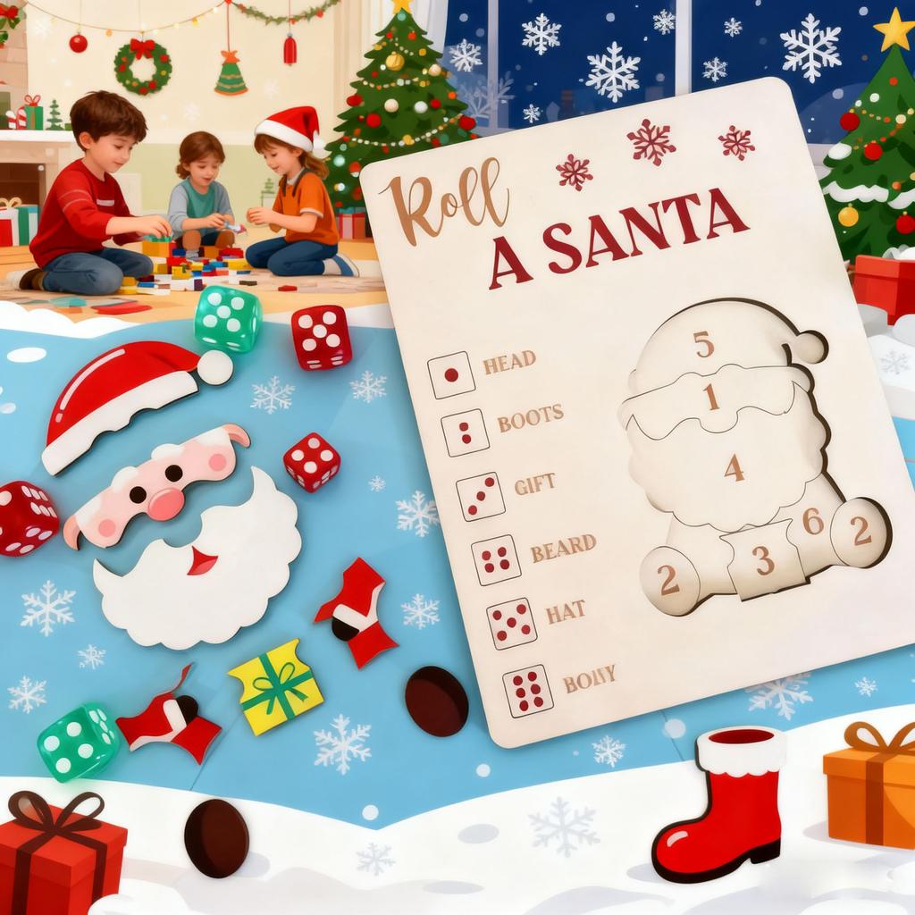 Christmas Roll A Santa Puzzle Game