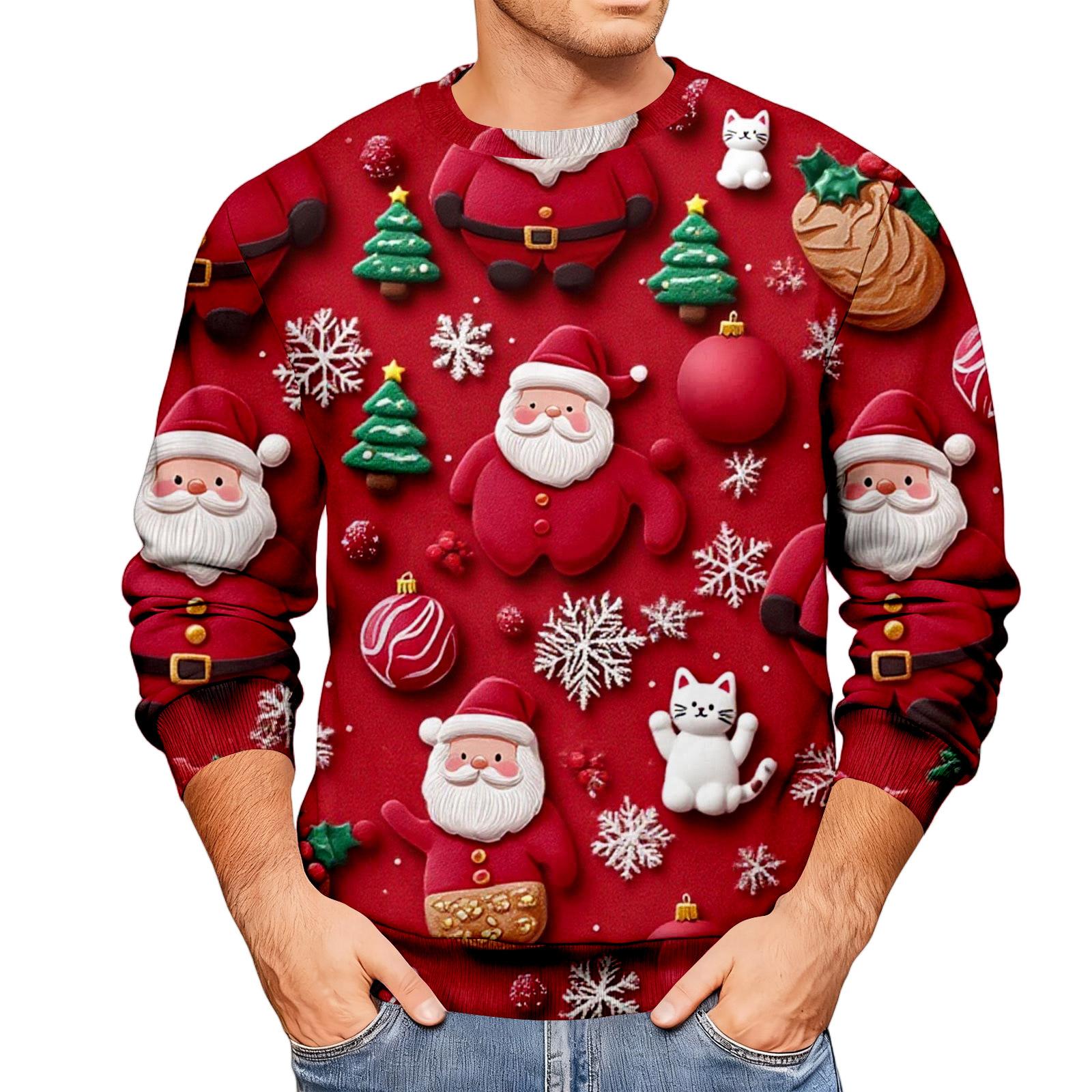 

Christmas Print Loose Men s Hoodie XL