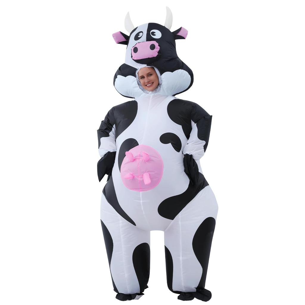 JOYBRO Inflatable Cow Costume for Adults Funny Animal Costume Perfect for School and Christmas One Size Fits Most Halloween, Cosplay, Festivals,