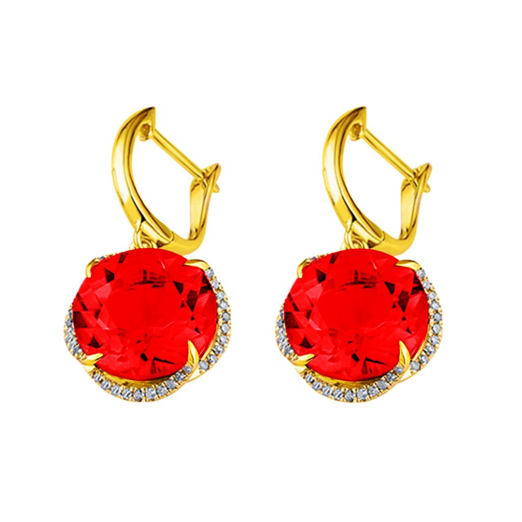 2026 Rotary Diamond Yellow Diamond Ear Buckle Earrings, Stylish Citrine Stud Earrings, Colored Gemstone Earrings