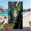 Brazil Football Print Beach Towel Quick Dry Super Absorbent Soft Bath Towel for Swimming Beach Travel Fan Souvenir Gift