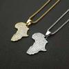 Africa Map Iced Out Chain Rhinestone Crystal Map Necklace Stainless Steel Africa Map Pendant Necklace for Unisex