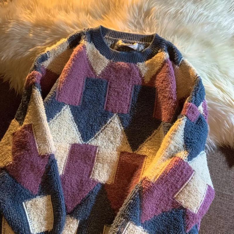 Men s Fashionable Autumn/Winter Arrow Jacquard Knit Sweater - Relaxed Korean Style Couple s Outfit 2XL