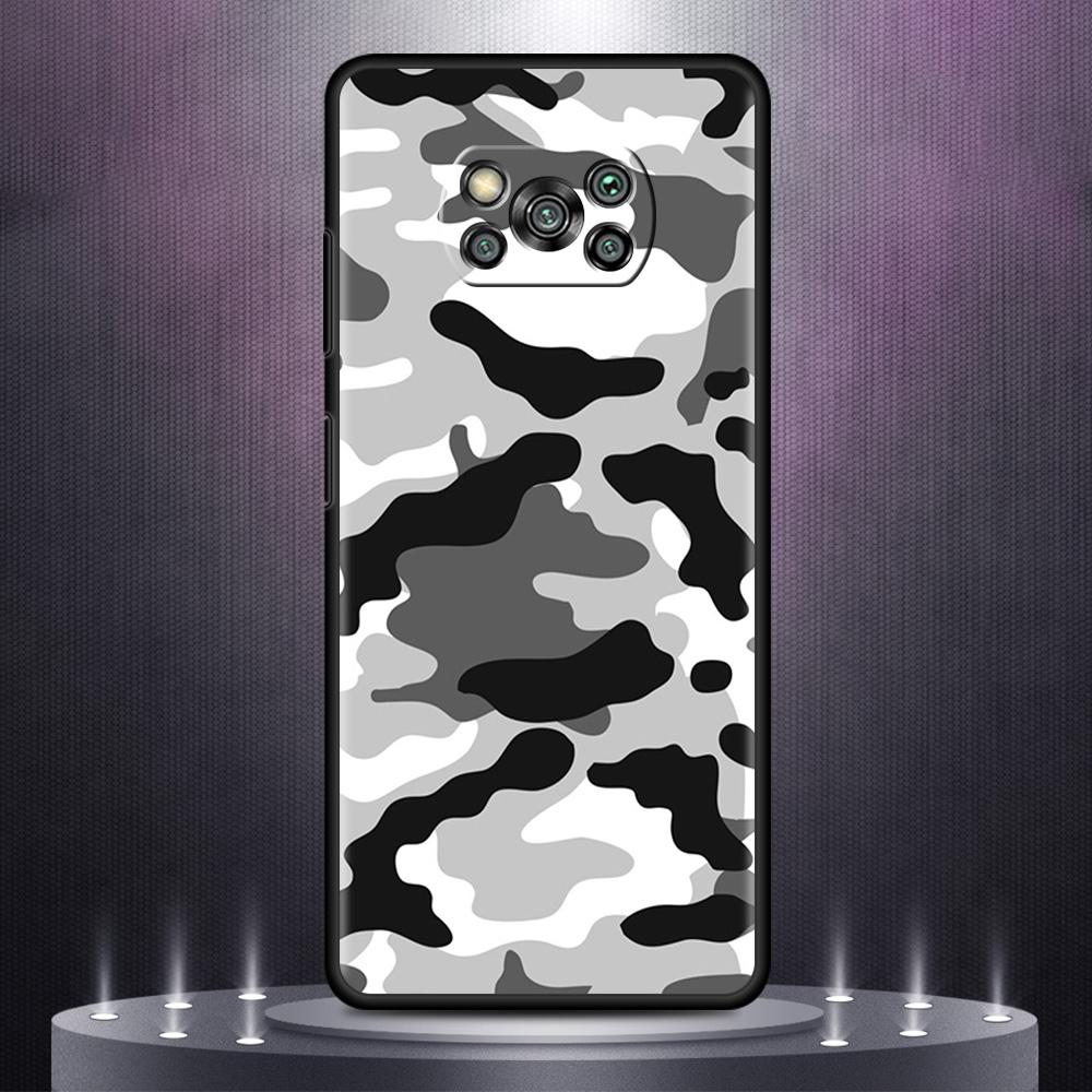 Etui na telefon dla Xiaomi Mi Poco X3 NFC 10T Pro 11T 11 Lite Note 10 M3 9T F3 CC9 Miękki pokrowiec A2 F1 Obudowa Armia Wojskowy Kamuflaż