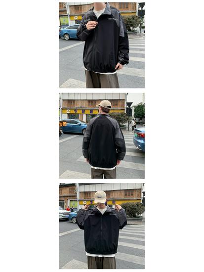 Men's Korean Style Trendy Color-Block Bomber Jacket - Spring & Autumn Casual Loose Fit