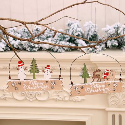Kalėdiniai papuošalai Medinės raidžių plokštės durys pakabinamos ant sienos pakabinamos parduotuvės pasveikinimo plokštės dažytas pakabukas