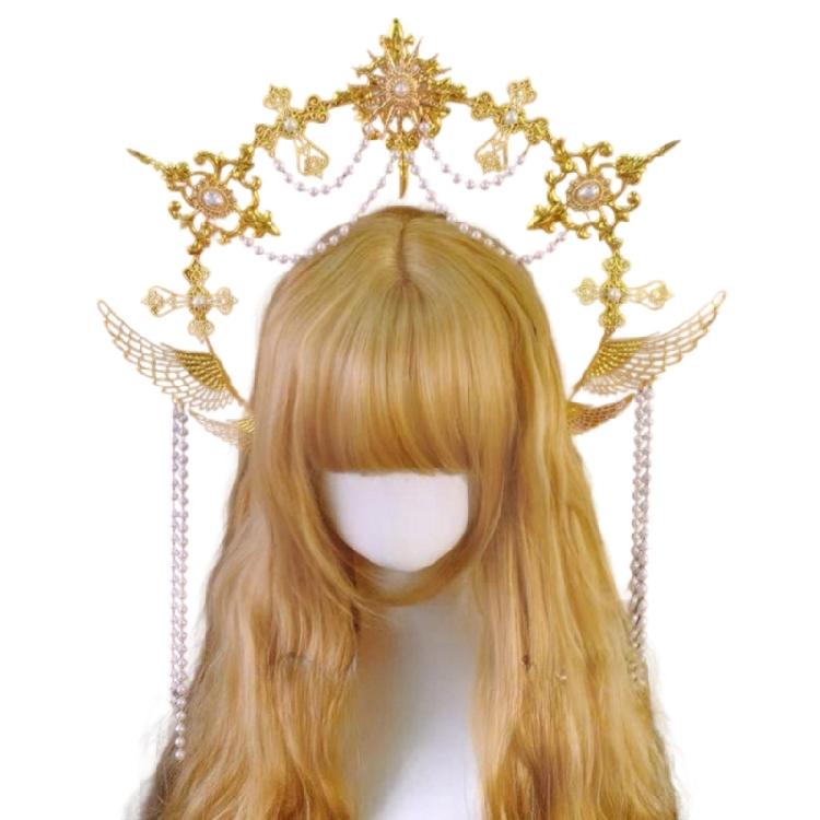 Heiligenscheine Kronen Marien Göttinnen Stirnband Göttinnen Kopfschmuck Kopfschmuck Tiaras Kronen Halloween Cosplay Hochzeitskostüm