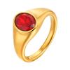 Oval Black/Blue/Red/White Zircon Ring for Women,Gold Color Stainless Steel Wedding Rings,Luxurious Jewelry Party Gift