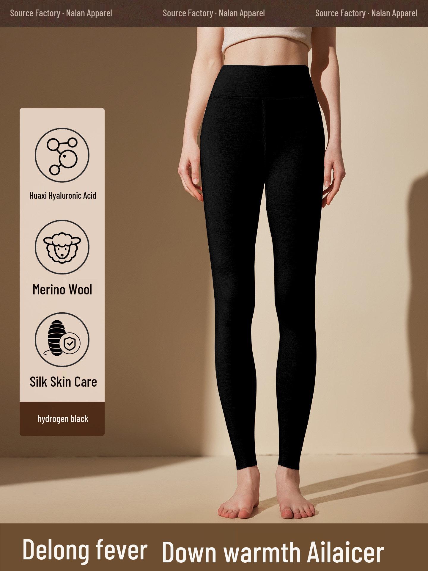 

High-Waisted Red Wool Pants for Women - 2026 Year of the Horse, Autumn/Winter Warm Base Layer XL (115-130 lbs)