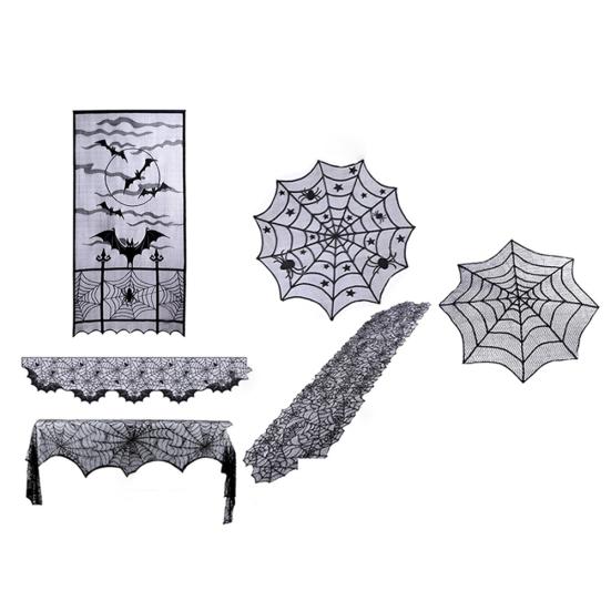 Halloween Deko Spinnennetz Fledermaus Vorhang Tischdecke Kaminschal Tischläufer