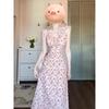 Sweet little fly sleeve suspender floral dress children's summer new seaside vacation temperament long dress