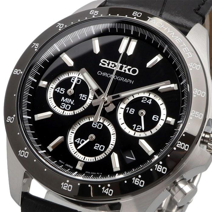 Seiko Chronograph Quartz Watch Men's SBTR021 Black Leather