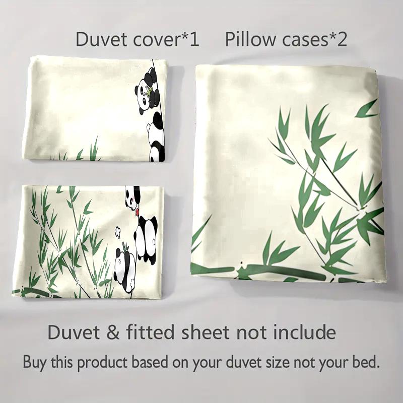 Pandas Bamboo Accents Bedding Duvet Cover Sets Duvet Covers Pillowcases Gifts (1 * Duvet Cover 2 * Pillowcases, Without Duvet Insert)