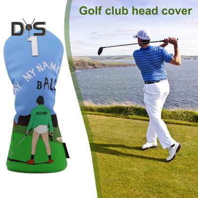 Pokrowce na kije golfowe ze sztucznej skóry z nadrukiem kreskówkowym, pokrowce na główki putterów golfowych, pokrowiec hybrydowy, akcesorium do kija golfowego dla drivera, fairway woodów