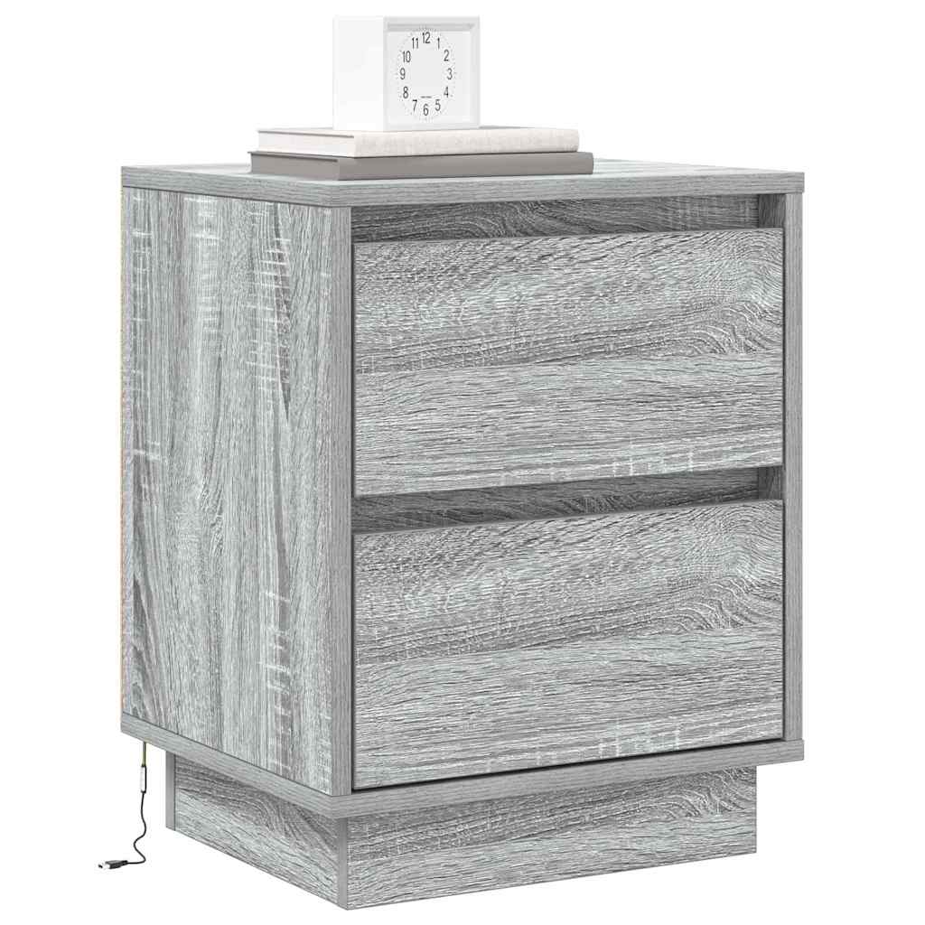 Nightstand with Drawers Gray 39 x 34.5 x 50 cm Engineered Wood