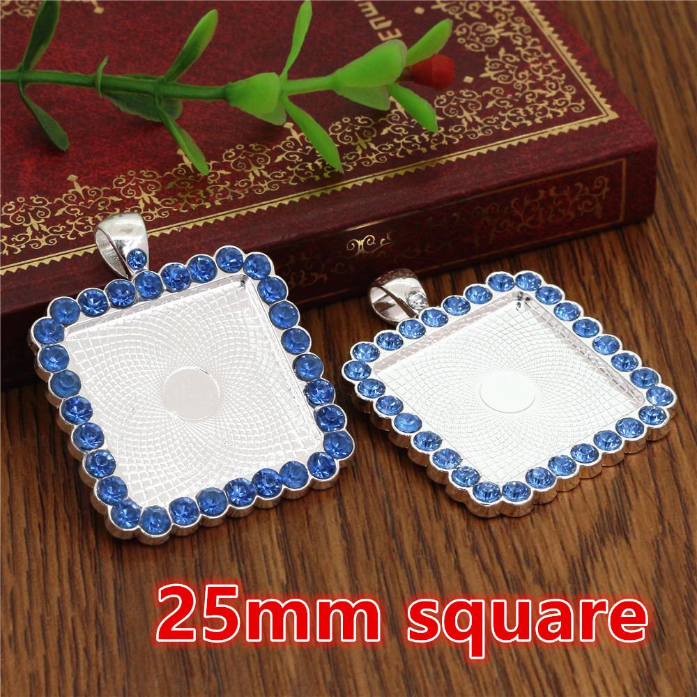 5pcs Fits 20mm 25mm 18x25mm 30x40mm Cabochons with Rhinestone Round Oval Pendant Blank Base SettingTray DIY Jewelry Accessories