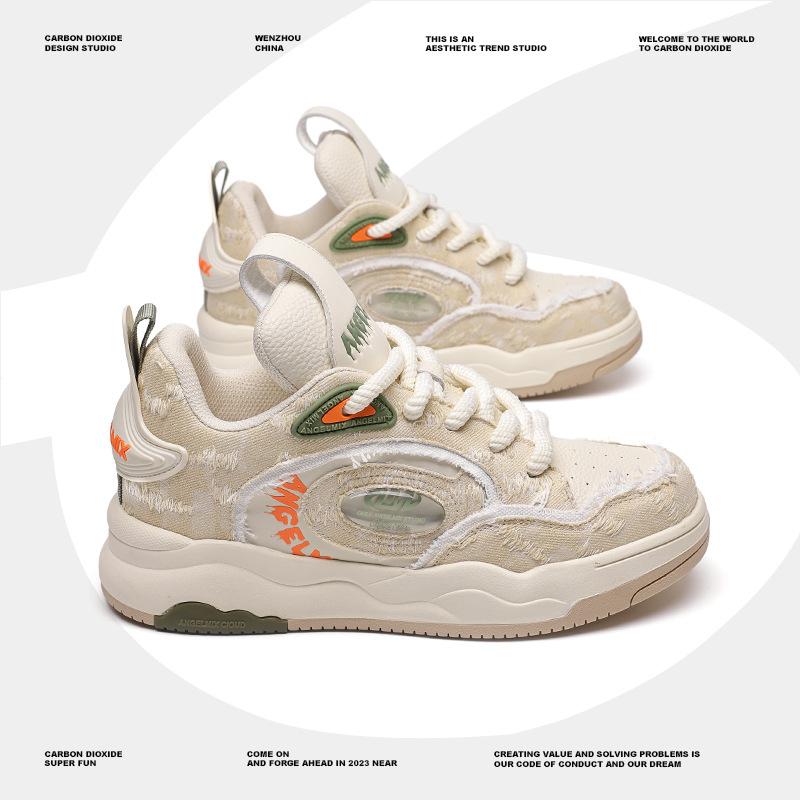 

2025 spring new versatile heightening platform bread shoes board shoes couple shoes men s shoes casual shoes skateboard shoes 44 бежевий