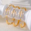 Minimalist European-American Gold-Plated Titanium Steel Bangle with Geometric Design and Diamond Detailing