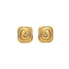 European and American INS Style Design Sense Stainless Steel Square Earrings Fashion Spiral Pattern Vortex Shape Stud Earrings