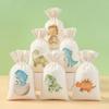 Large-size Roar Dinosaur Cotton Bag Happy 1st Birthday Party Decor Kids Favors Gift Bag Jungle Safari Baby Shower Boys Supplies