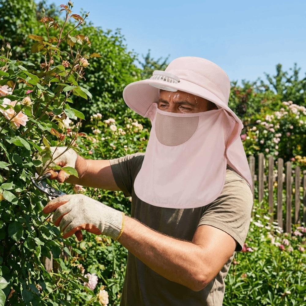 Chapéu Ventilador Solar de Aba Larga com Proteção Facial Chapéu de Pescador Chapéu Fashion com Proteção UV Roupa de Praia