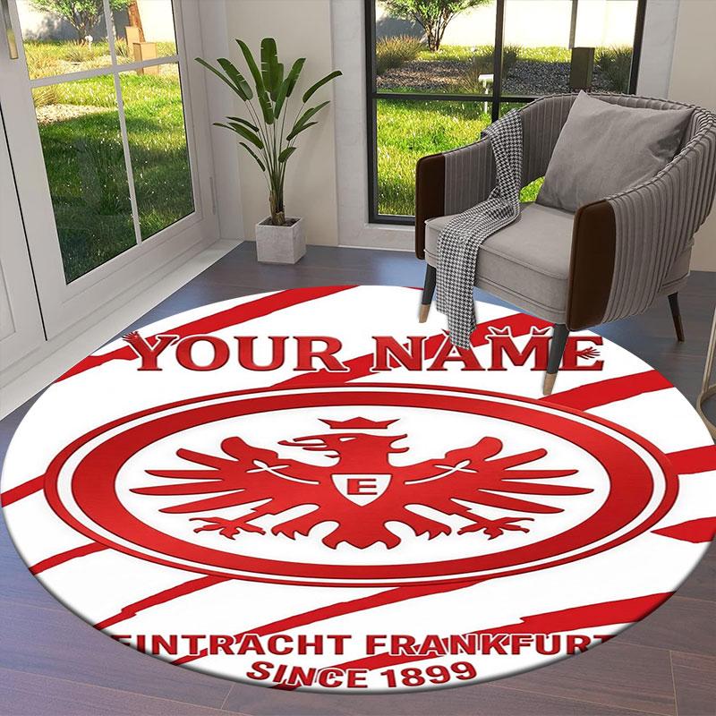 Eintracht Frankfurt Custom Name Round Area Rug,Carpet Rug for Living Room Bedroom Sofa Playroom Decor,Non-slip Floor Mat