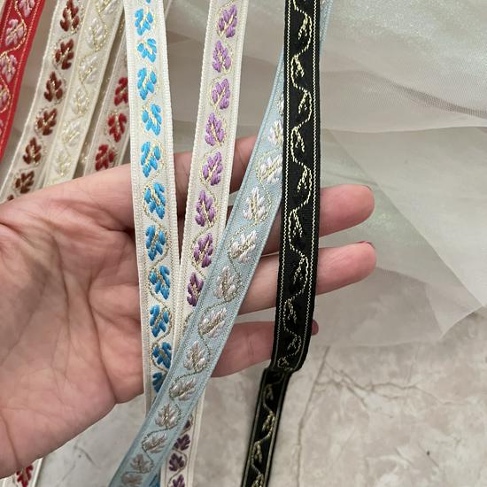 1.3cm Ethnic Floral Jacquard Ribbon for Hat/Clothing Decor, Home Textile Embroidery, DIY Accessories